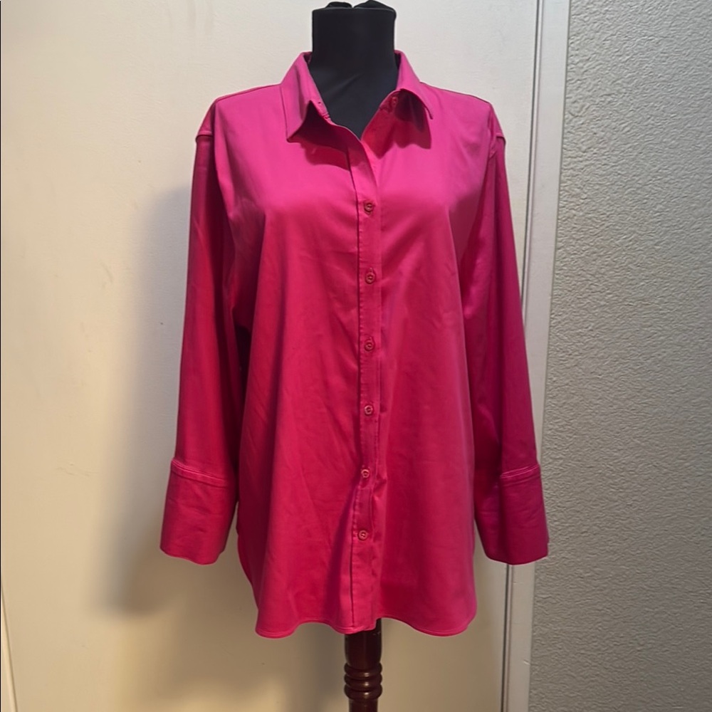 Chico's Pink Oversized Long Sleeve Button Down